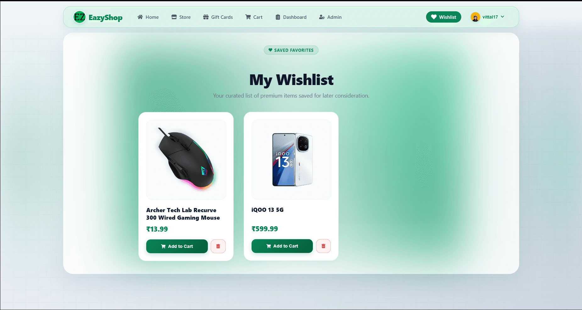Customer Wishlist
