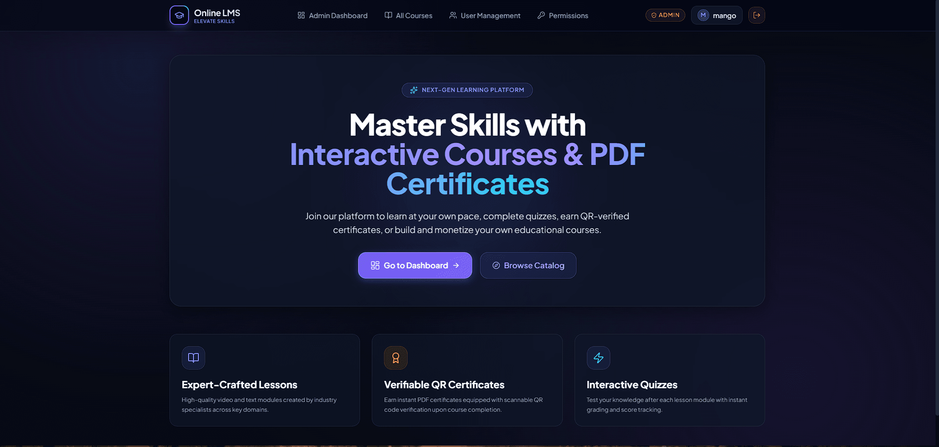 Platform Hero & Certificate Preview
